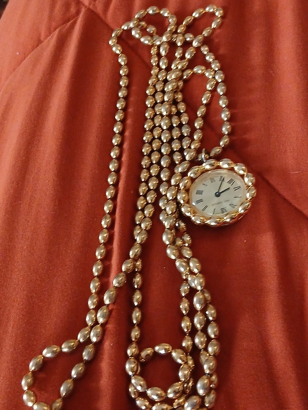 Gold-Tone Long Beaded Necklace Watch - Women Accessories